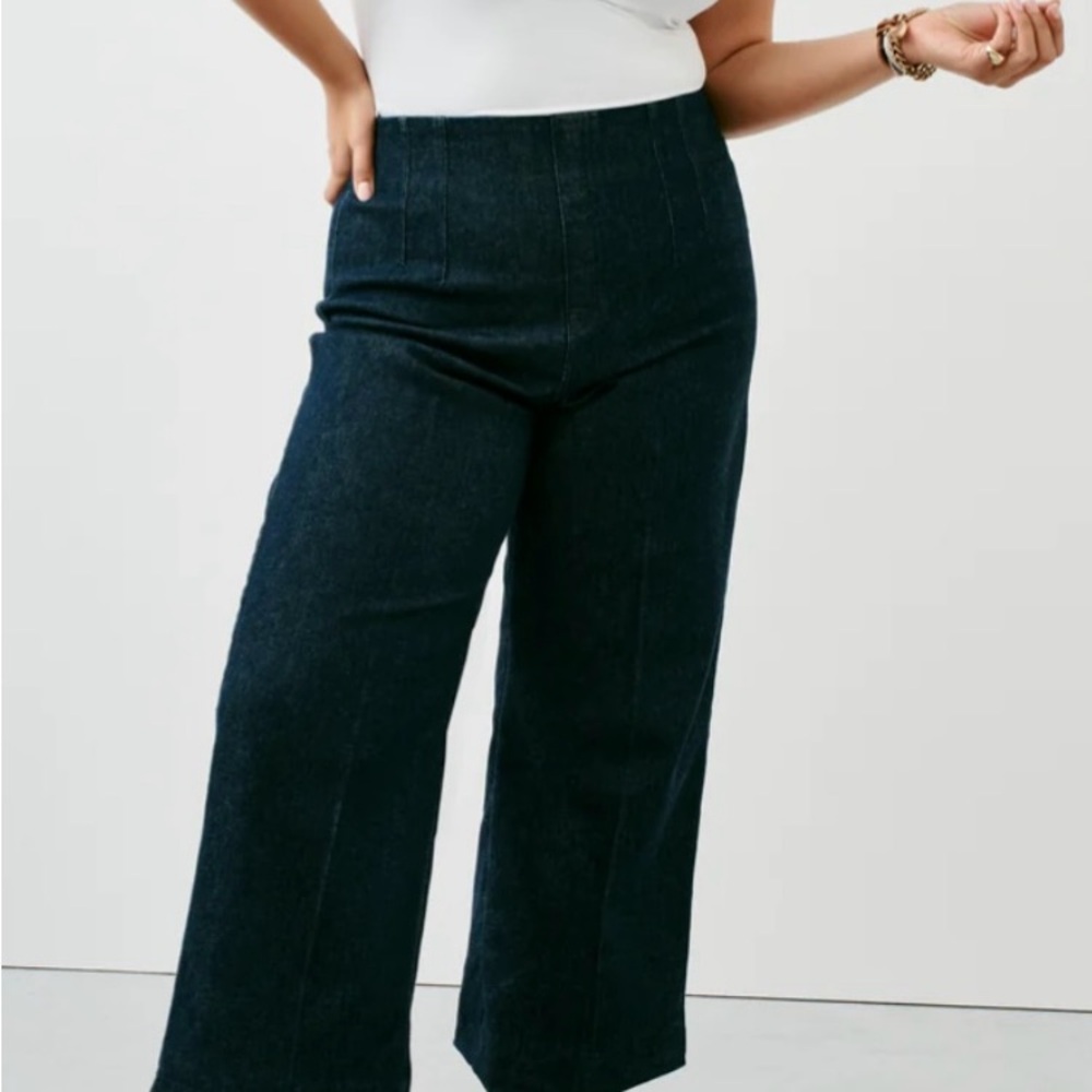 SPANX Dark Raw Denim Wide Leg Pants